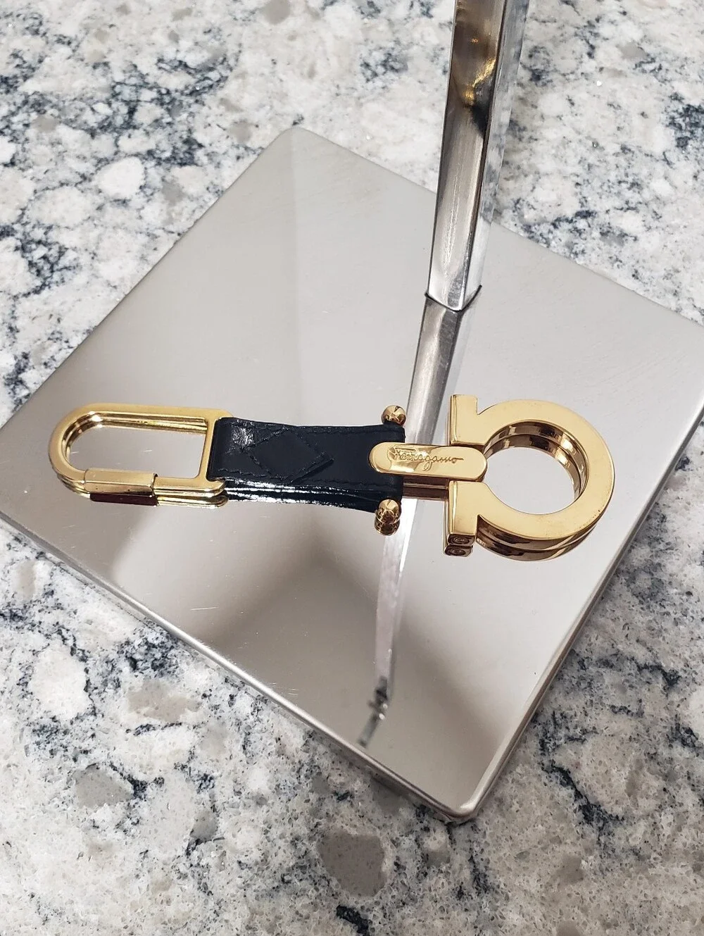 Salvatore Ferragamo Gancini Leather Keychain